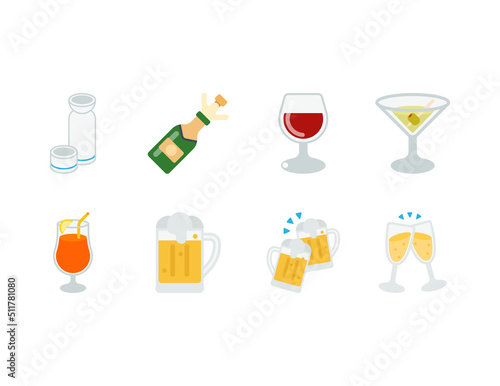 Alcohol drinks vector isolated icon set