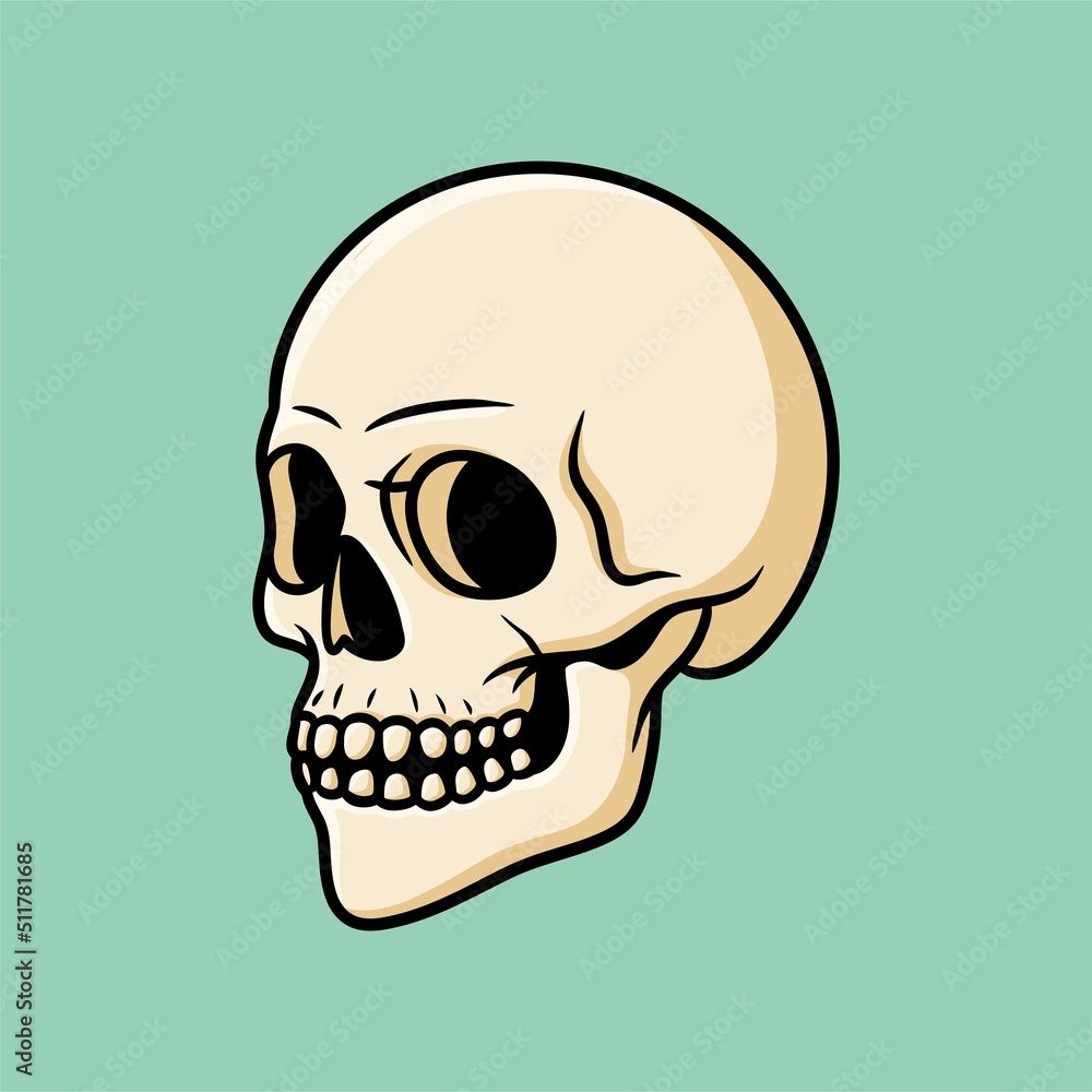 Skull facing right Illustration Cartoon Vector Skull facing right Illustration Cartoon Vector