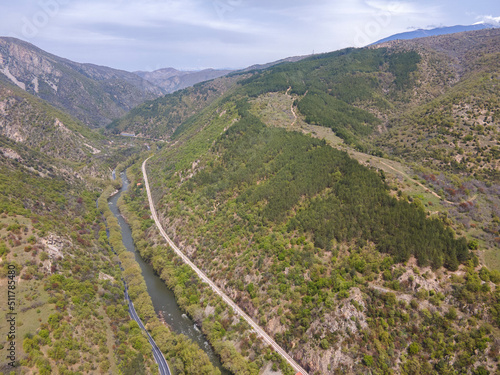 Aerial view of Kresna Gorge, Bulgaria