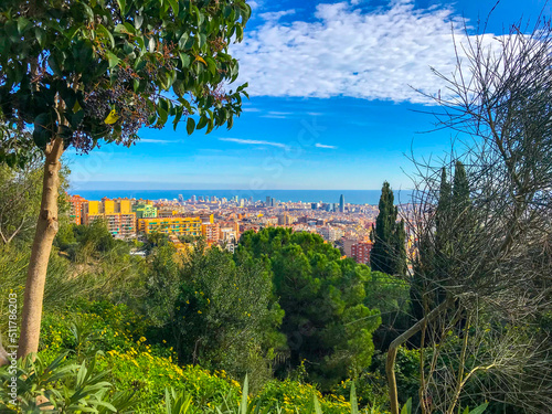 view of Park Güell. The combination of nature and architecture in the design of Park Güell in Barcelona photo