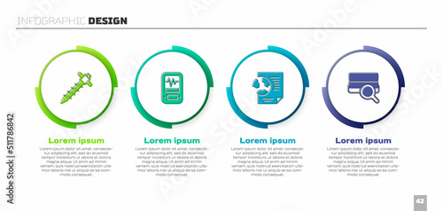 Set Construction jackhammer, Seismograph, Earth globe with document and Soil analysis. Business infographic template. Vector