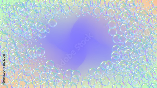 Suds bubble. Detergent bath foam and soap for bathtub. Shampoo.