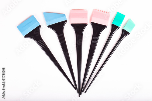 hairdresser paint brush different size and color