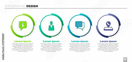 Set Information, Employee, Speech bubble chat and Call center location. Business infographic template. Vector