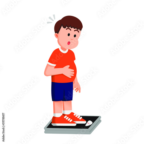 a fat boy was surprised to see the results of his weight