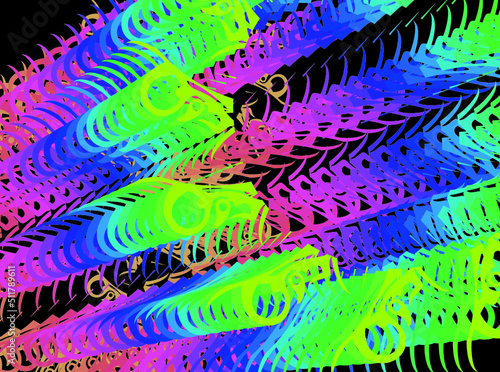 Abstract bright festive background with overflow effect. Geometric figures similar to flowers for holidays or events, fabrics, interior solutions, textiles, fashion trends, etc. Futuristic design