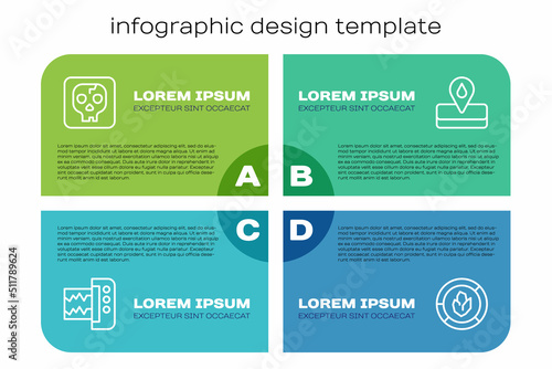 Set line Seismograph, Archeology, Soil analysis and Oilfield. Business infographic template. Vector