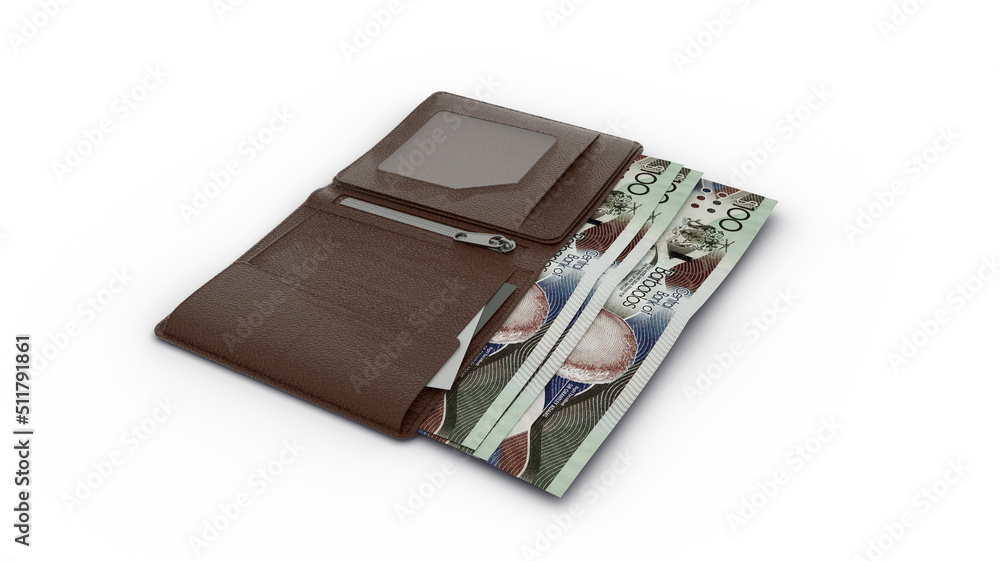 3D rendering of Barbados dollar notes in wallet 3D rendering of Barbados dollar notes in wallet