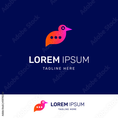 Bird Chat Logo. Suitable for chat applications, chat websites, customer service, and other industries