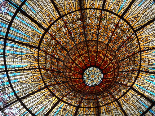 [Spain] Stained glass on the ceiling of the Palace of Catalan Music (Barcelona)