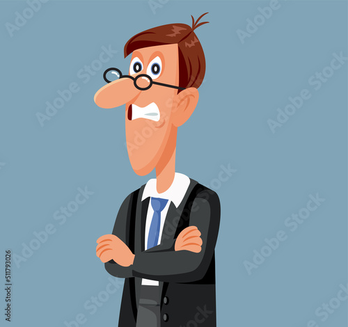 Stressed Angry Enraged Businessman Feeling Frustrated Vector Cartoon Illustration