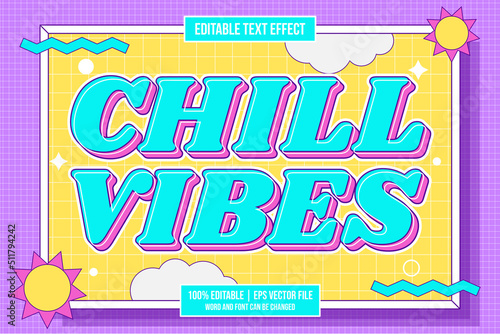Chill Vibes editable text effect flat trendy cartoon style