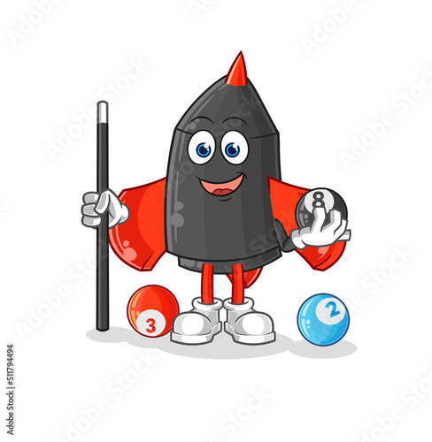 dart plays billiard character. cartoon mascot vector
