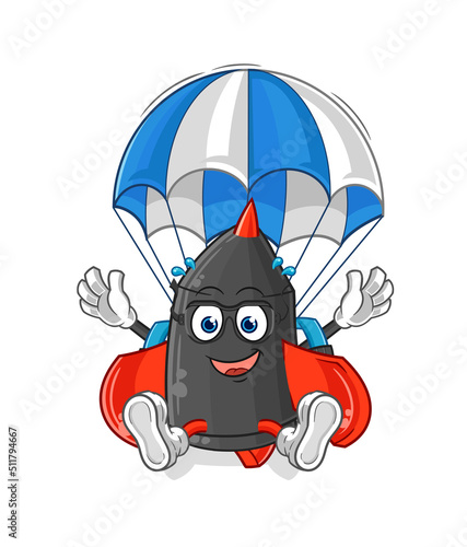 dart skydiving character. cartoon mascot vector