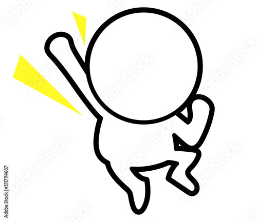 This is an illustration of a two-headed white person raising his right hand and being overjoyed.