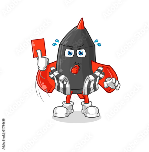 dart referee with red card illustration. character vector