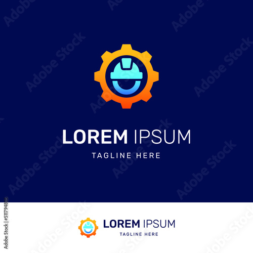 Labor Gear Logo Template. Suitable for construction companies, building, contractors and other carpentry companies