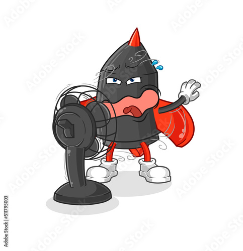 dart with the fan character. cartoon mascot vector