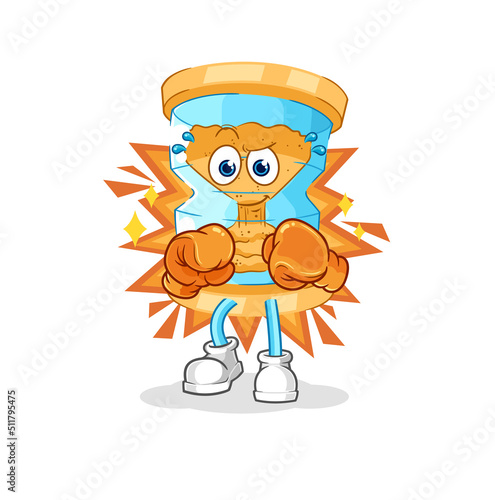 hourglass boxer character. cartoon mascot vector