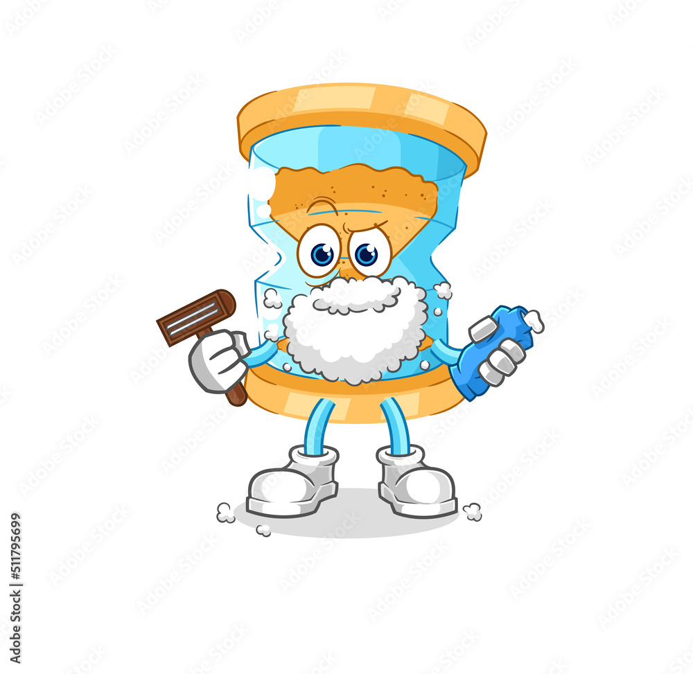 Obraz premium hourglass shave facial hair vector. cartoon character