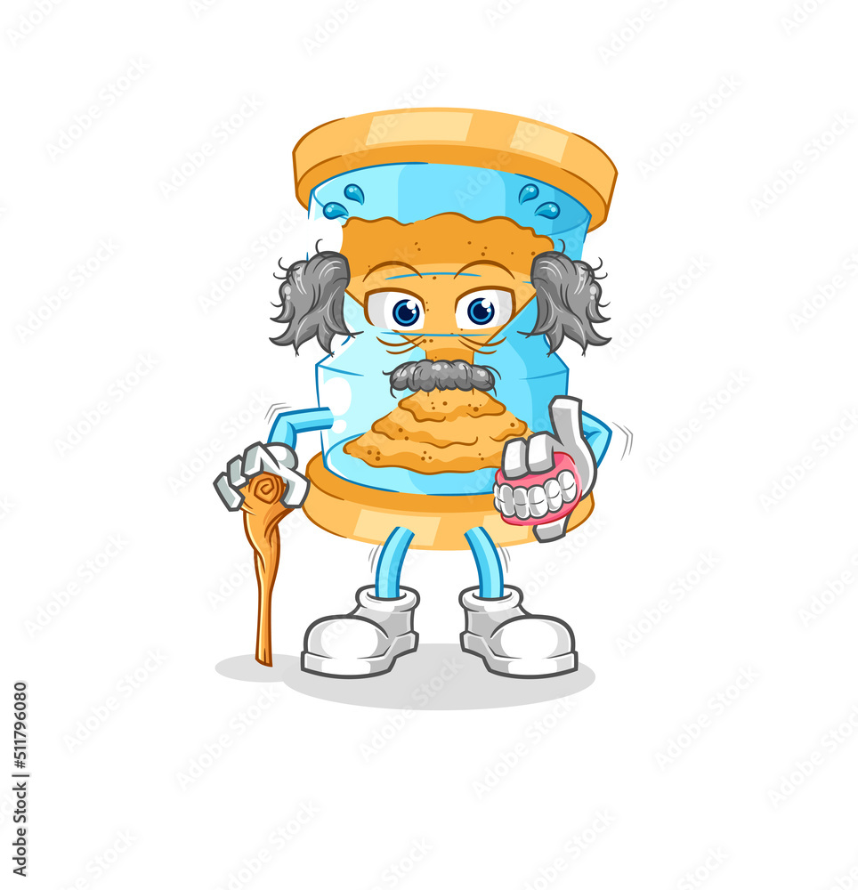Obraz premium hourglass white haired old man. character vector