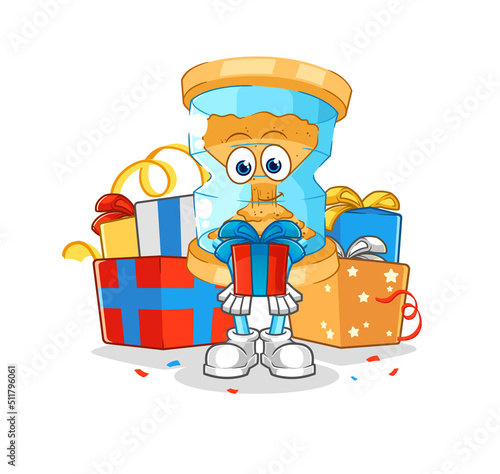 Wallpaper Mural hourglass give gifts mascot. cartoon vector Torontodigital.ca