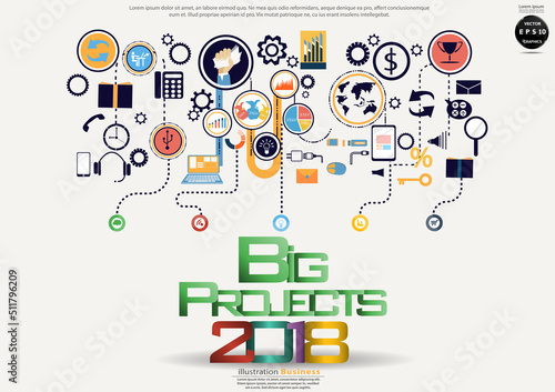 Wallpaper Mural Illustration business.design modern  idea and concept think creativity. for brainstorm,Social network,success,plan,think,search,analyze,communicate, futuristic idea innovation technology. Torontodigital.ca