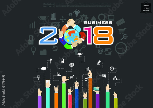 Illustration business.design modern  idea and concept think creativity. for brainstorm,Social network,success,plan,think,search,analyze,communicate, futuristic idea innovation technology.
