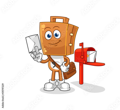suitcase head postman vector. cartoon character