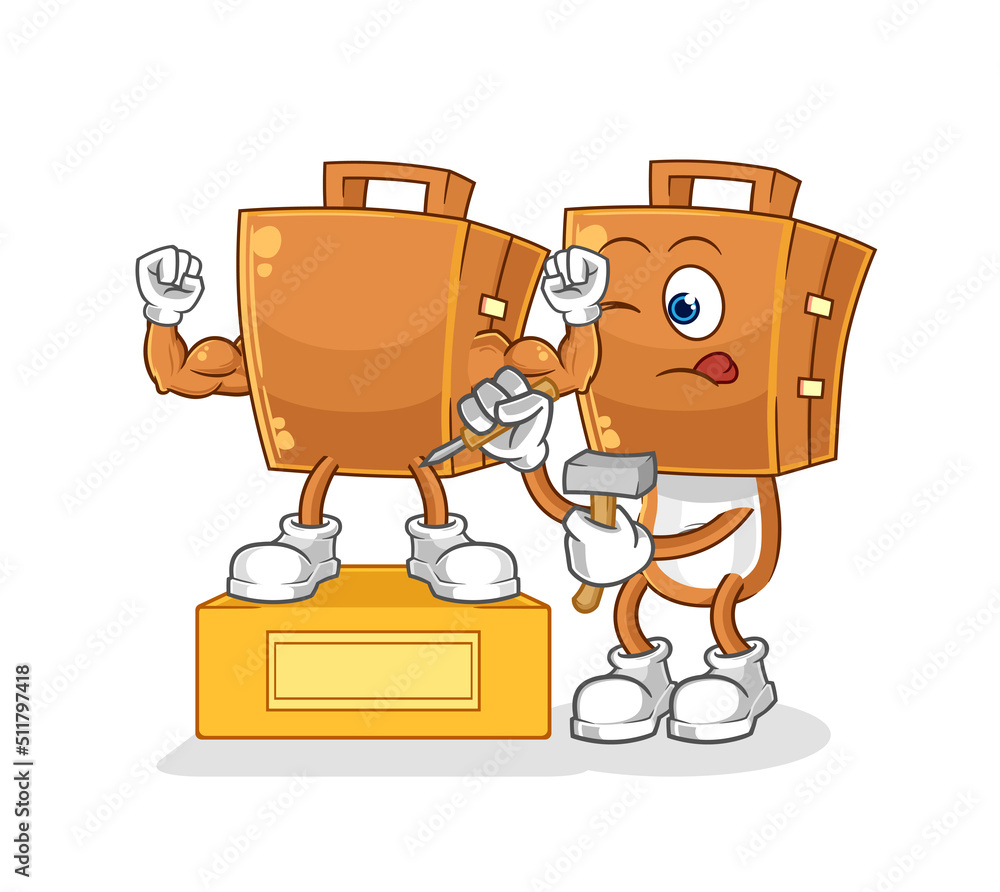 Fototapeta premium suitcase head sculptor character. cartoon mascot vector