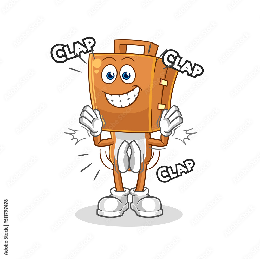suitcase head applause illustration. character vector