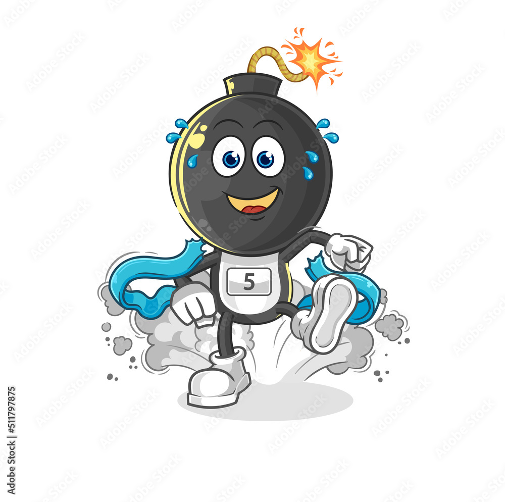 bomb head runner character. cartoon mascot vector bomb head runner character. cartoon mascot vector