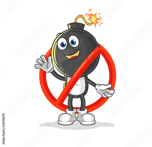 say no to bomb head mascot. cartoon vector