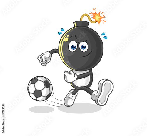 bomb head kicking the ball cartoon. cartoon mascot vector