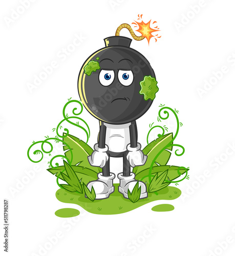 bomb head waiting too long mascot. cartoon vector