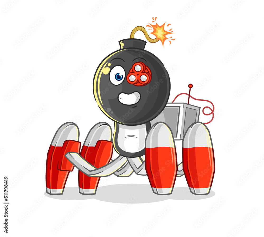 bomb head future robot vector. cartoon character bomb head future robot vector. cartoon character