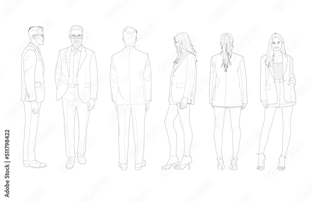 People Line Silhouettes People Line Silhouettes