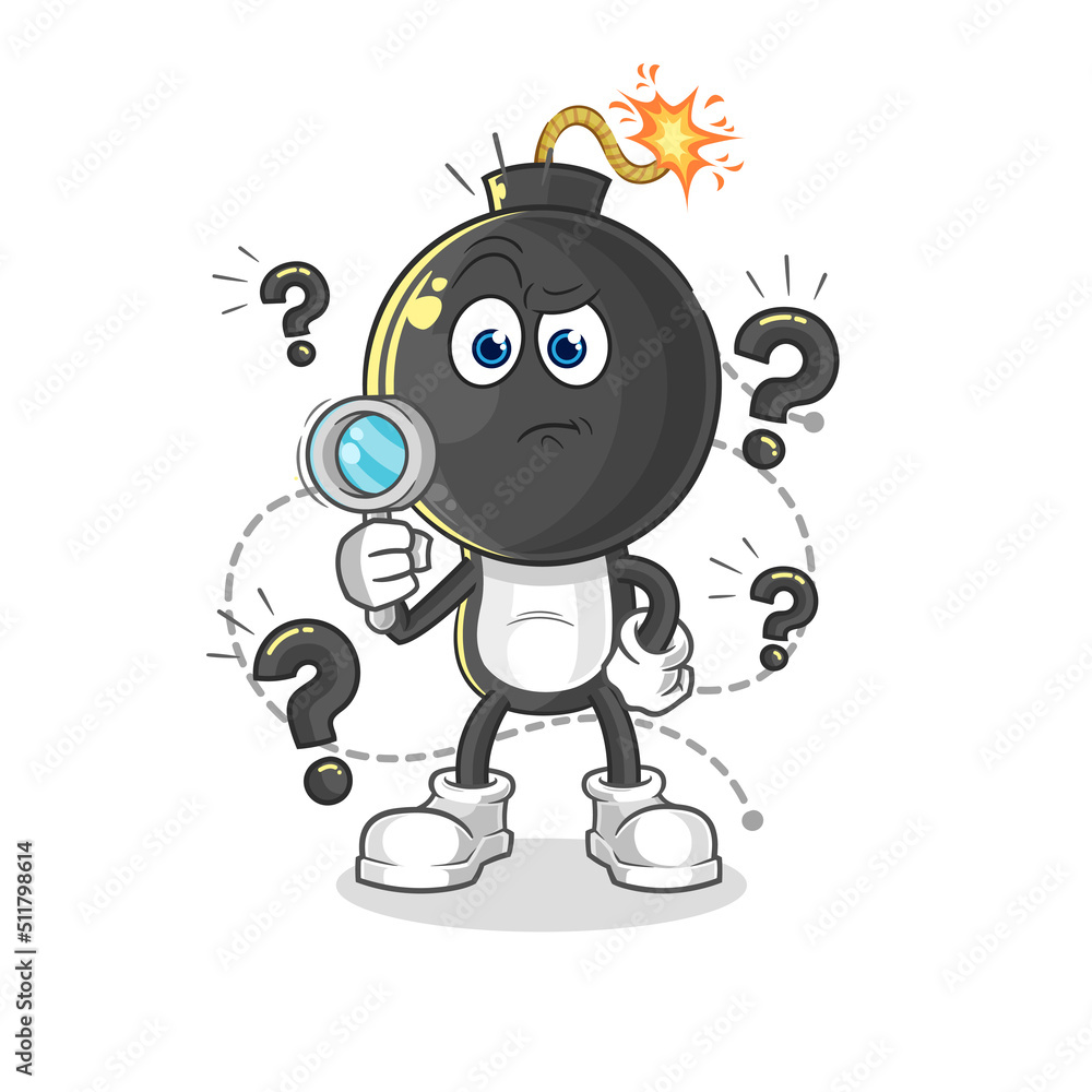 bomb head searching illustration. character vector bomb head searching illustration. character vector