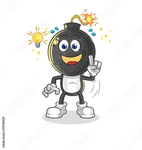 bomb head got an idea cartoon. mascot vector