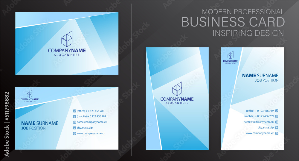 Set of blue and white Modern Corporate Business Card Design Templates, vector eps 10 Set of blue and white Modern Corporate Business Card Design Templates, vector eps 10