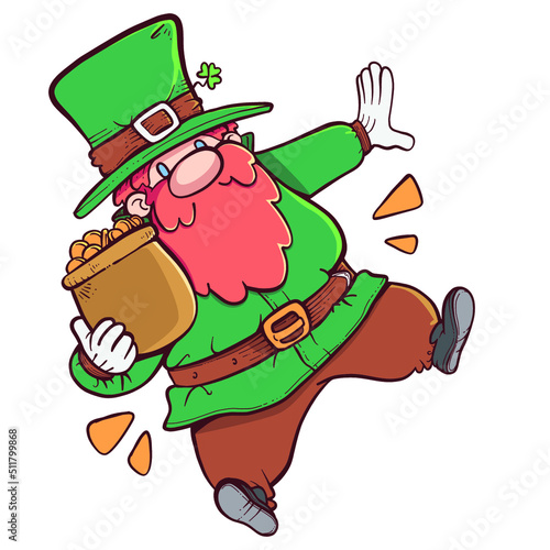 Illustration of gnome carrying pot of gold