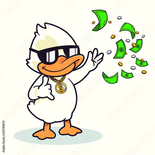 Cool Rich Duck throwing money and coins
