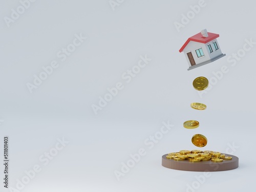 A 3D rendering concept for save the money to build a house. 