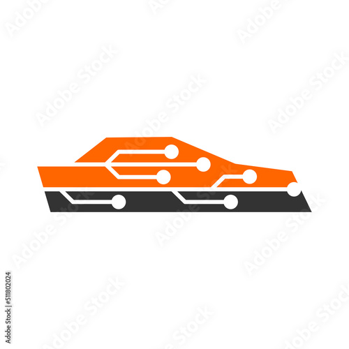 digital car technology electric logo Icon Illustration Brand Identity