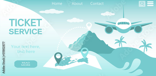 vector illustration in a flat style, a banner for the site. service for the sale of air tickets, travel tickets