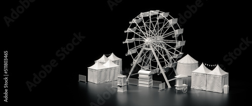 Billede på lærred Carnival with a ferris wheel in a dark background