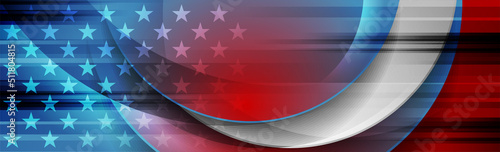 USA colors, stars and stripes abstract grunge banner design. Independence Day modern vector background. Corporate concept american flag