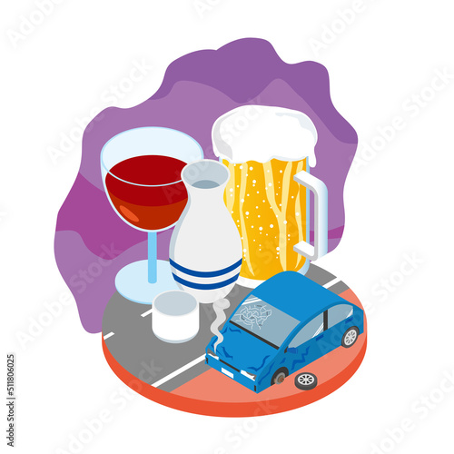 飲酒運転事故のイメージイラスト
