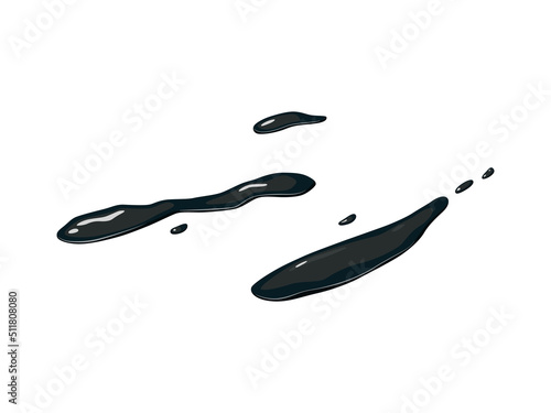 Leinwand Poster Oil spill. Black oil drop and oil spill.