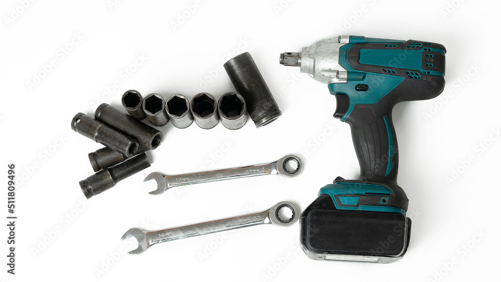 electric Impact wrench isolated on white background electric Impact wrench isolated on white background